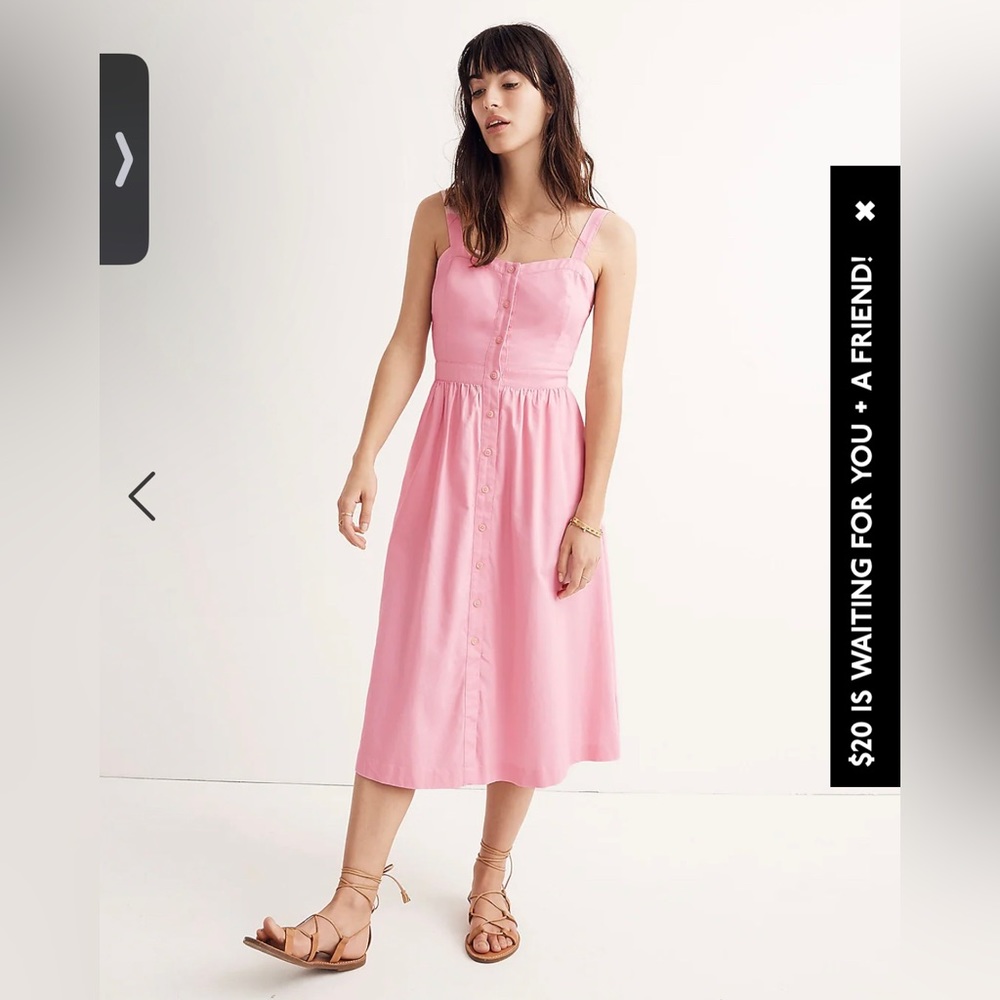 Madewell Pink Fleur Bow-Back Dress
